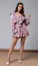 Темно-розовое сатиновое платье с воланами
