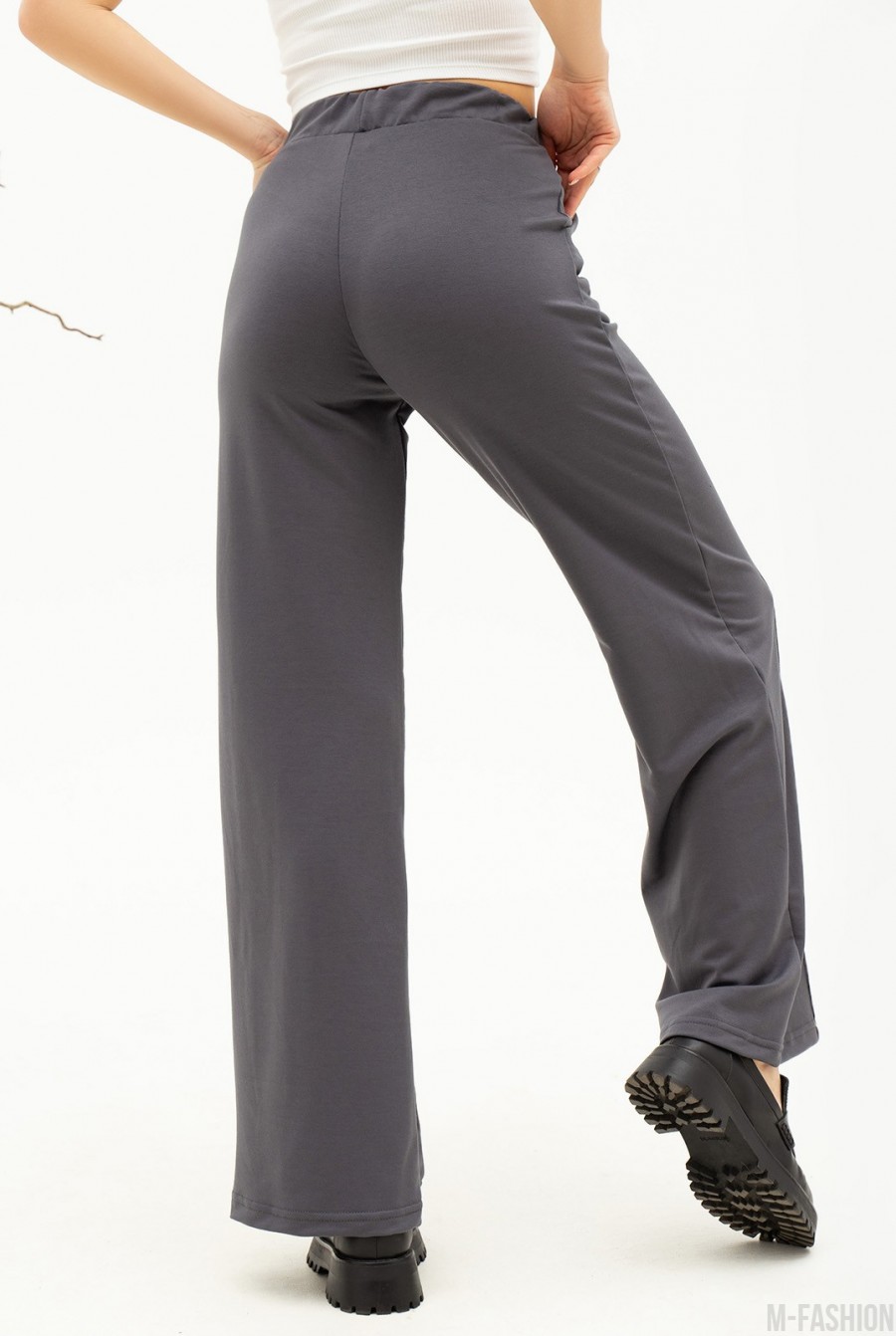 Серые брюки с двойными стрелками - Фото 3