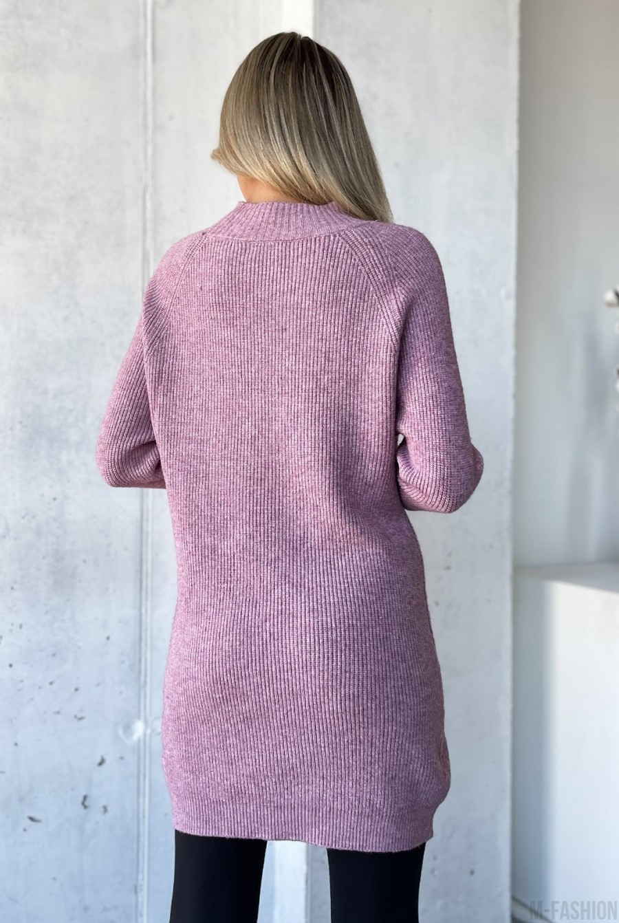 Темно-розовый кашемировый свитер-туника - Фото 3